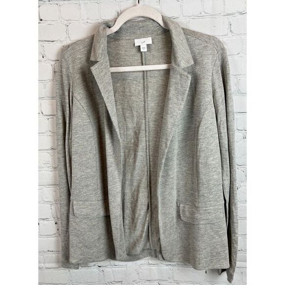 J.JILL gray open front linen rayon unlined knit jacket blazer XS NWOT - Picture 1 of 8